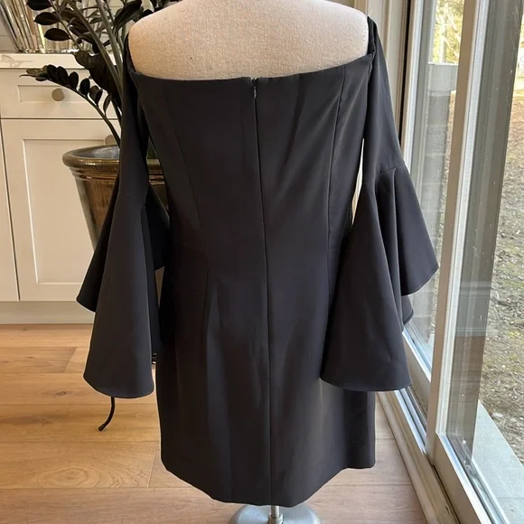 EUC Milly dress off/at the edge of the shoulder flutter sleeve in steel grey - Picture 5 of 11